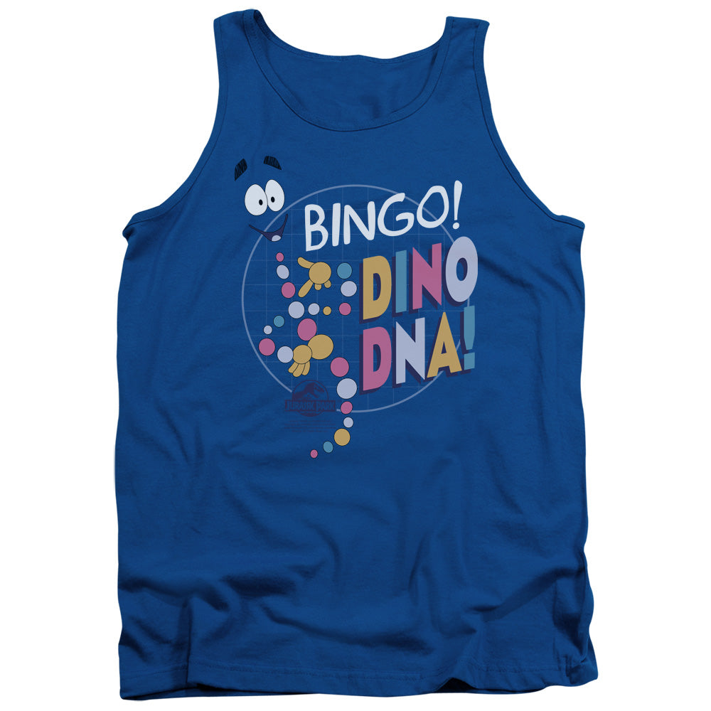 Jurassic Park Bingo Dino DNA Mens Tank Top Shirt Royal Blue