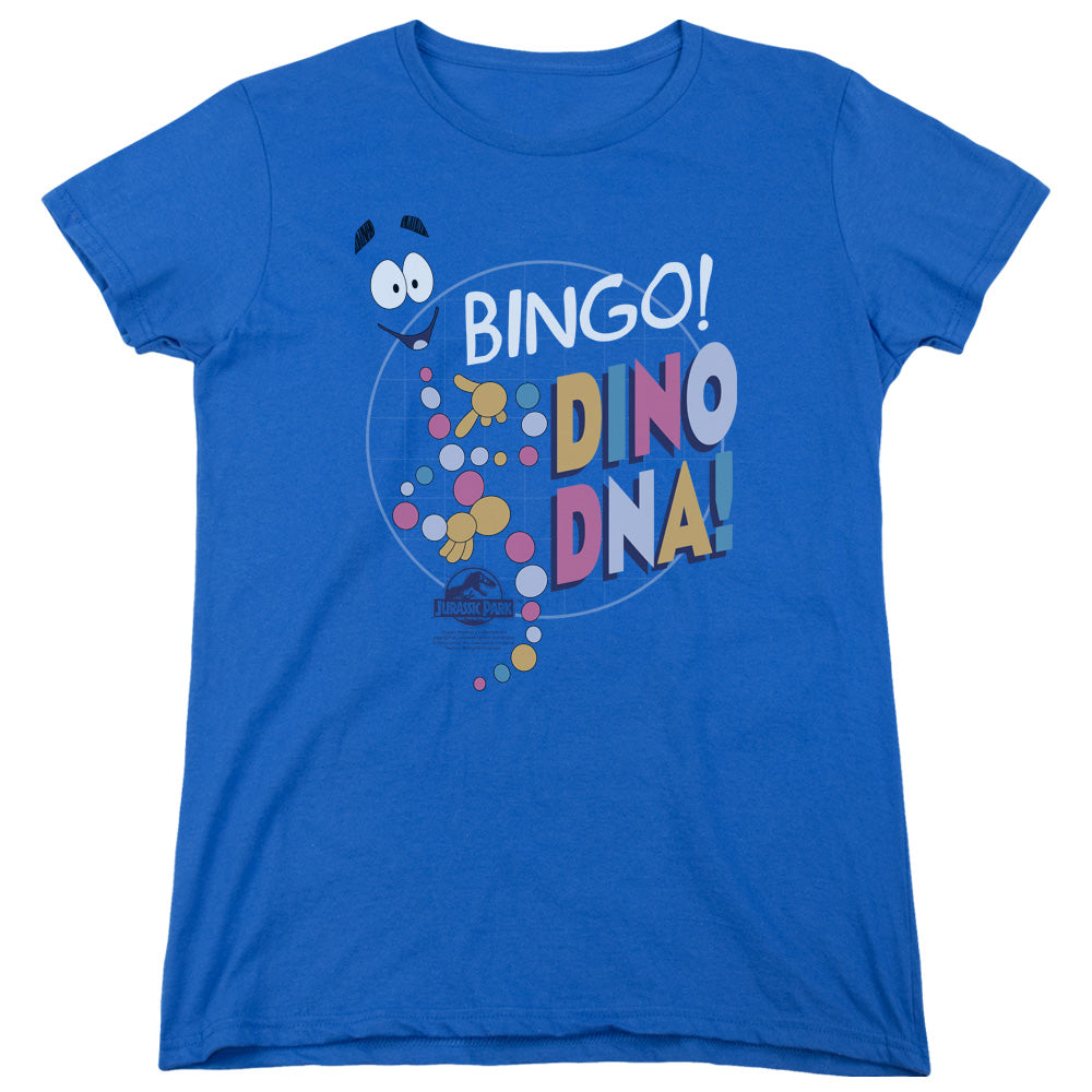 Jurassic Park Bingo Dino DNA Womens T Shirt Royal Blue