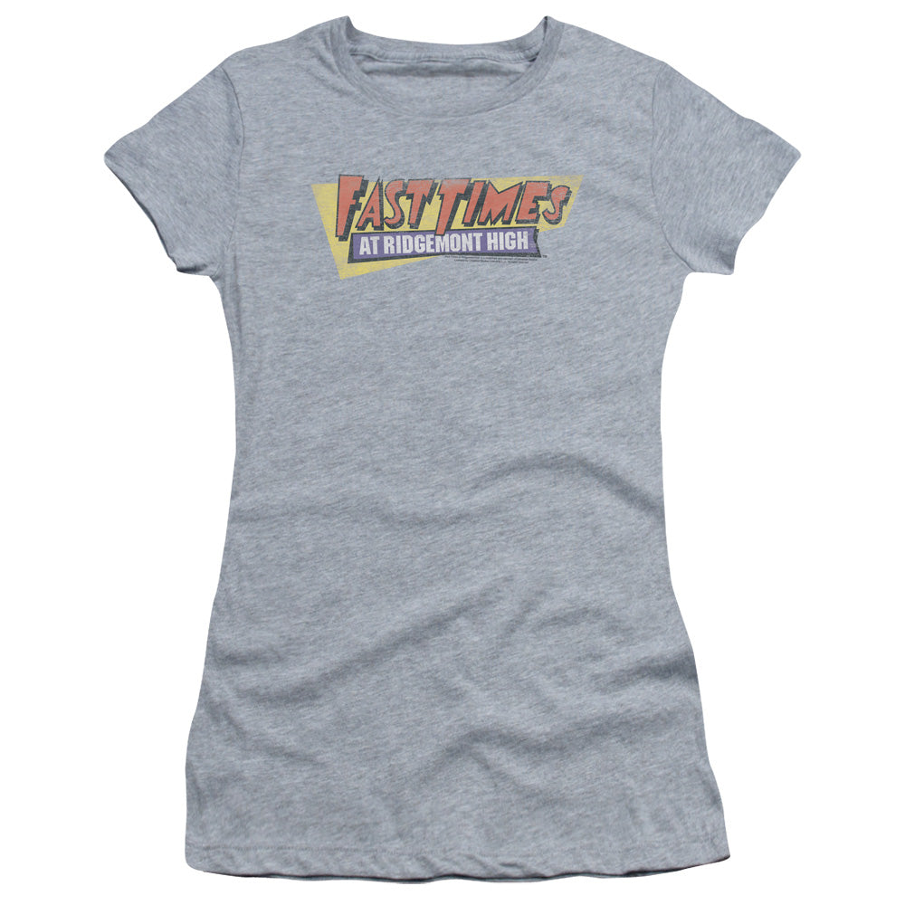 Fast Times at Ridgemont High Distressed Logo Junior Sheer Cap Sleeve Womens T Shirt Athletic Heather