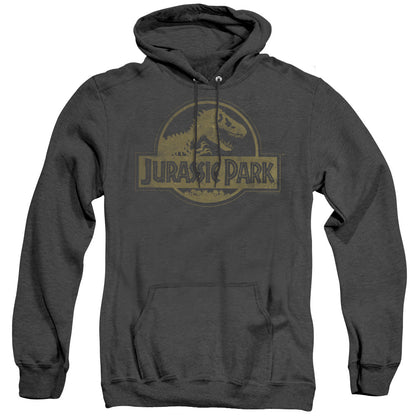 Jurassic Park Distressed Logo Mens Heather Hoodie Black Officially Licensed
