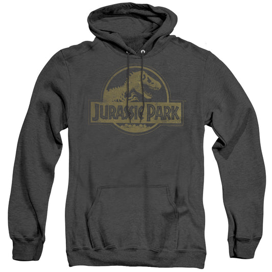 Jurassic Park Distressed Logo Mens Heather Hoodie Black Officially Licensed