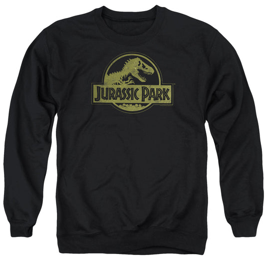 Jurassic Park Distressed Logo Mens Crewneck Sweatshirt Black