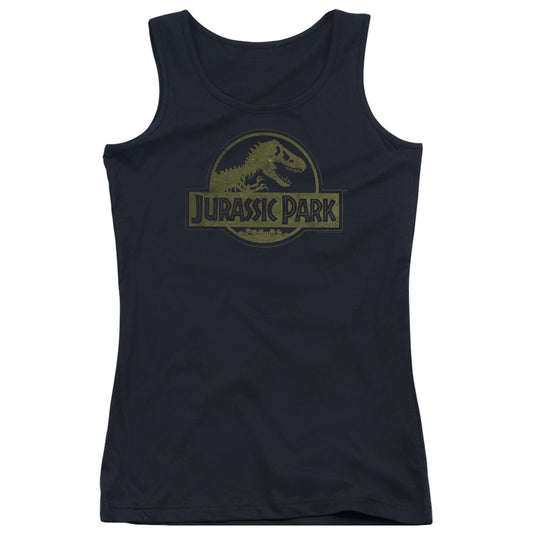 Jurassic Park Distressed Logo Womens Tank Top Shirt Black