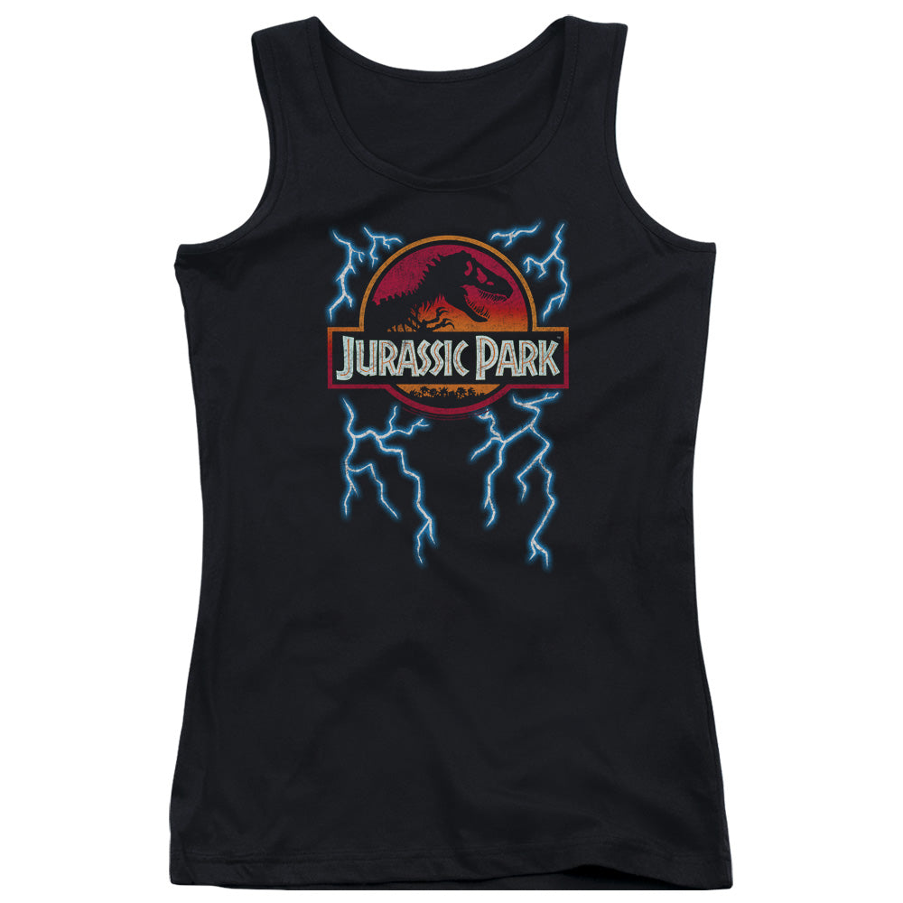 Jurassic Park Lightning Logo Womens Tank Top Shirt Black