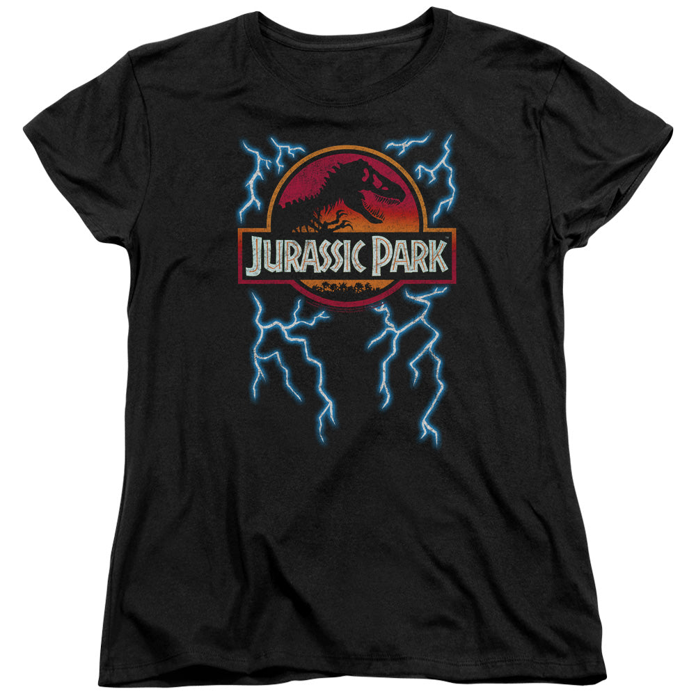 Jurassic Park Lightning Logo Womens T Shirt Black