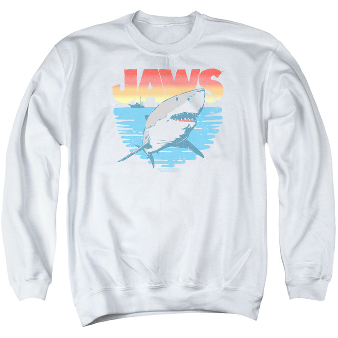 Jaws Cool Waves Mens Crewneck Sweatshirt White