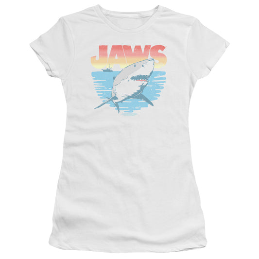 Jaws Cool Waves Junior Sheer Cap Sleeve Womens T Shirt White