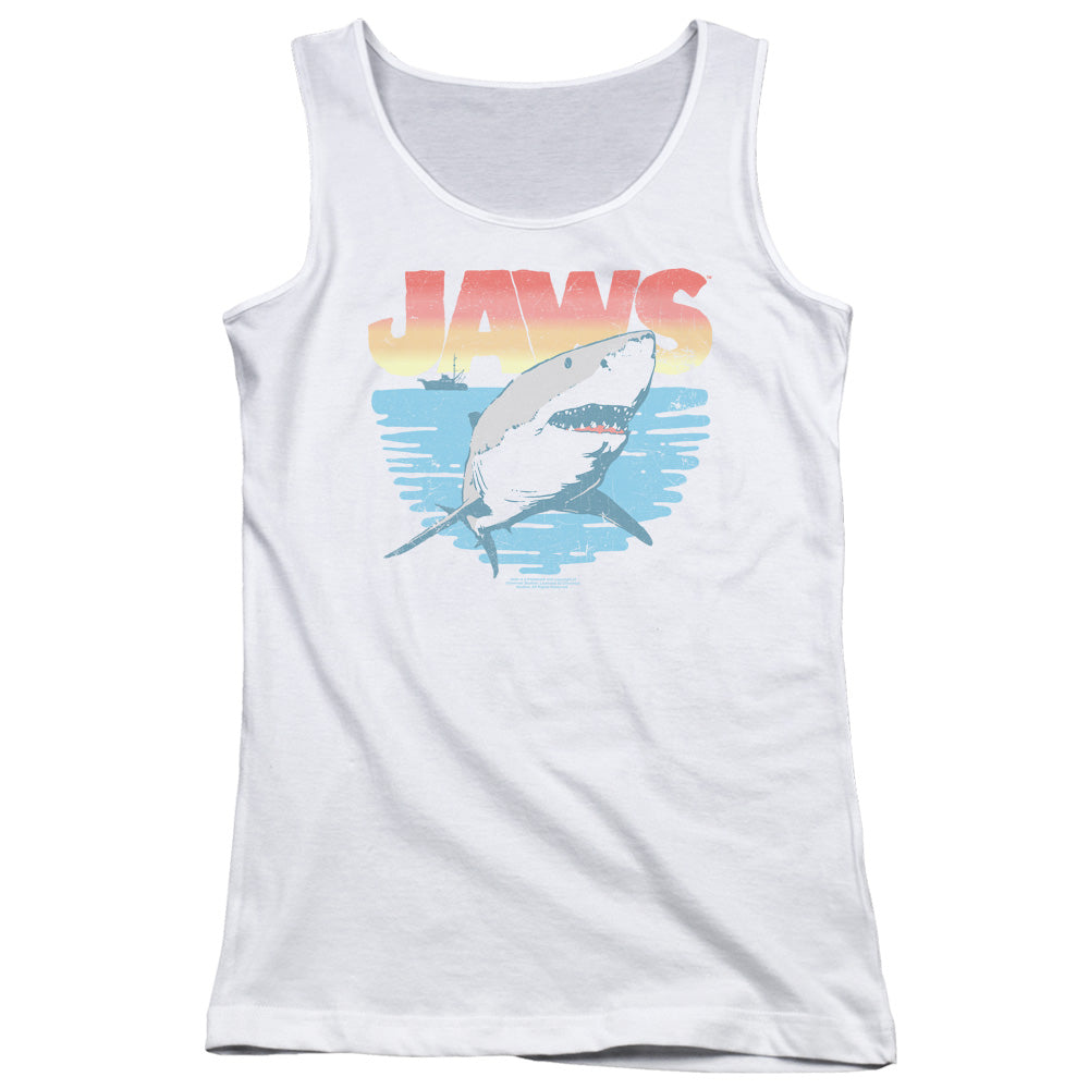 Jaws Cool Waves Womens Tank Top Shirt White