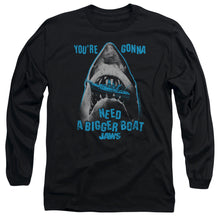Load image into Gallery viewer, Jaws Boat In Mouth Mens Long Sleeve Shirt Black