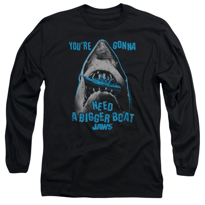Jaws Boat In Mouth Mens Long Sleeve Shirt Black