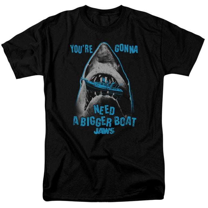 Jaws Boat In Mouth Mens T Shirt Black