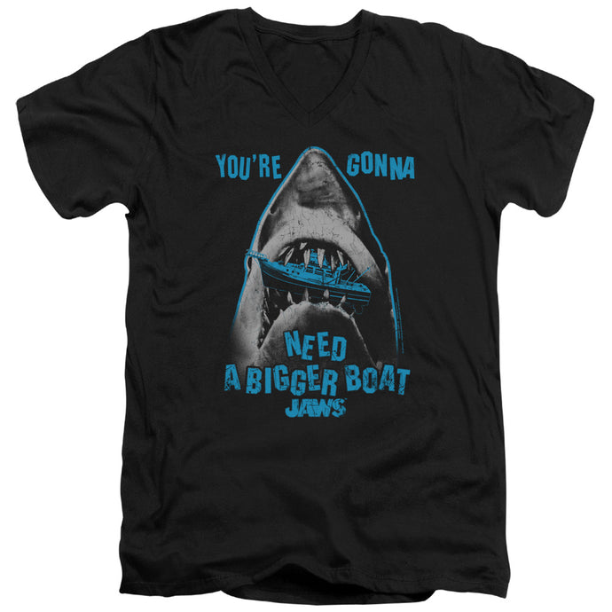 Jaws Boat In Mouth Mens Slim Fit V-Neck T Shirt Black