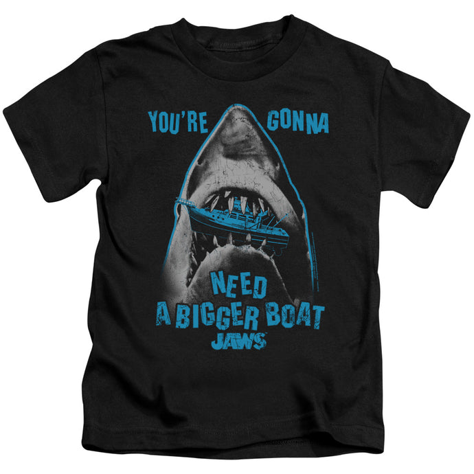 Jaws Boat In Mouth Juvenile Kids Youth T Shirt Black
