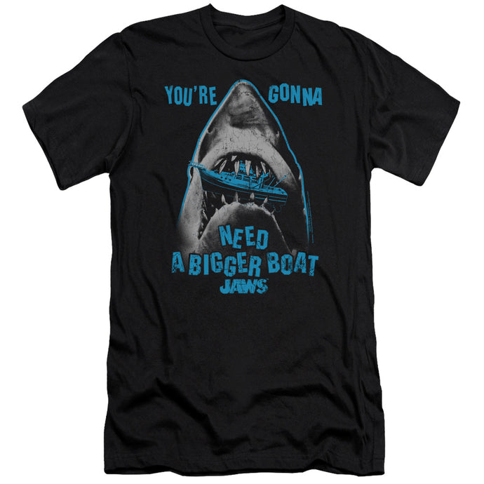 Jaws Boat In Mouth Slim Fit Mens T Shirt Black