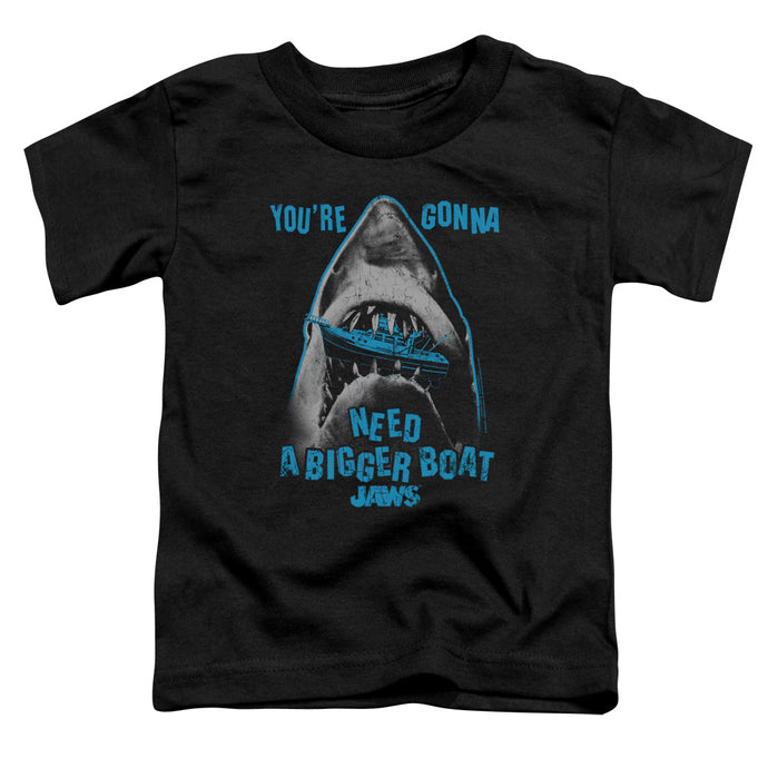 Jaws Boat In Mouth Toddler Kids Youth T Shirt Black