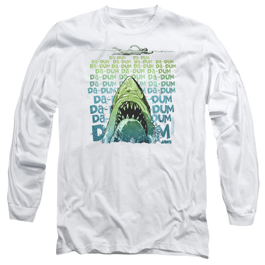 Jaws Da Dum Mens Long Sleeve Shirt White
