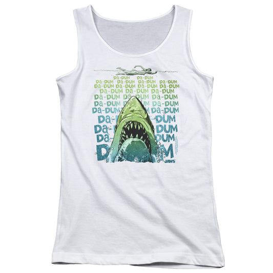 Jaws Da Dum Womens Tank Top Shirt White