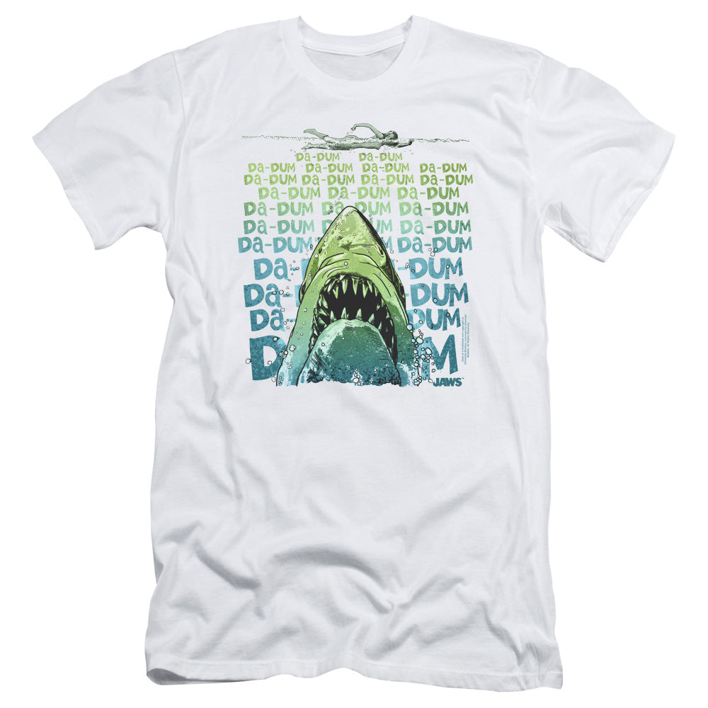 Jaws Da Dum Slim Fit Mens T Shirt White