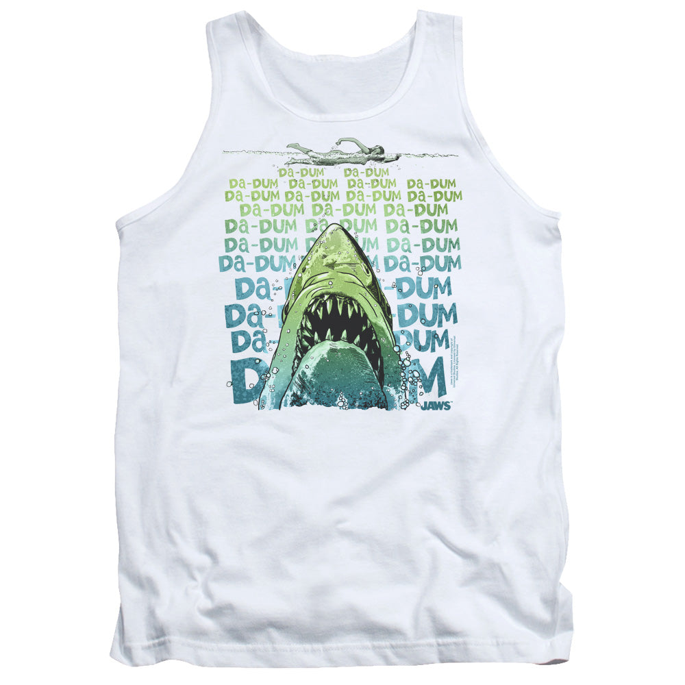 Jaws Da Dum Mens Tank Top Shirt White