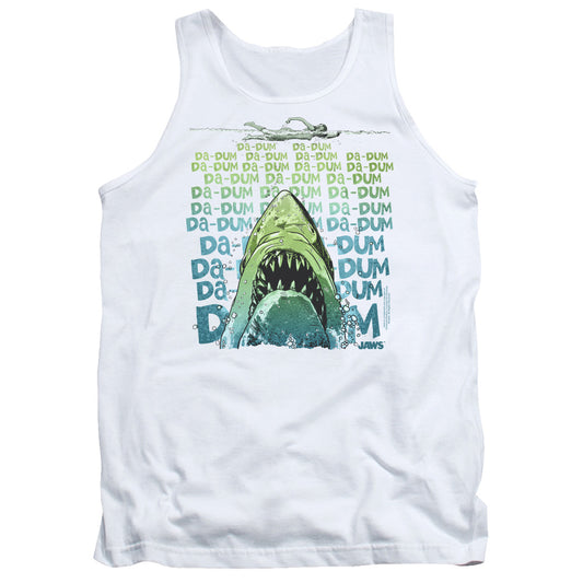 Jaws Da Dum Mens Tank Top Shirt White