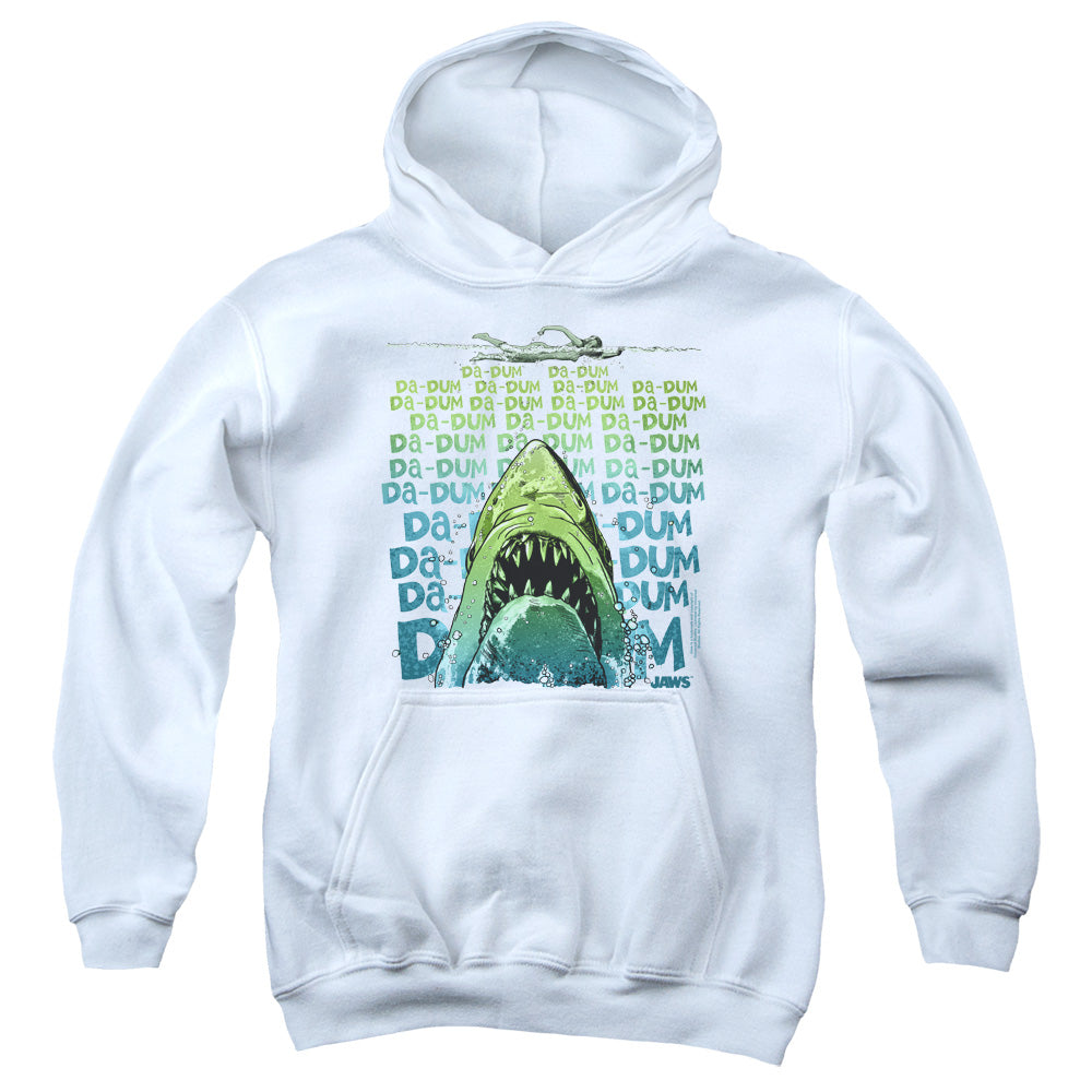 Jaws Da Dum Kids Youth Hoodie White