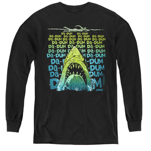 Jaws Da Dum Long Sleeve Kids Youth T Shirt Black