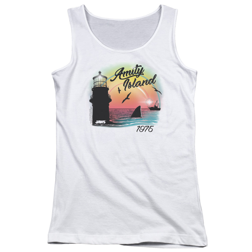 Jaws Amity Island Womens Tank Top Shirt White