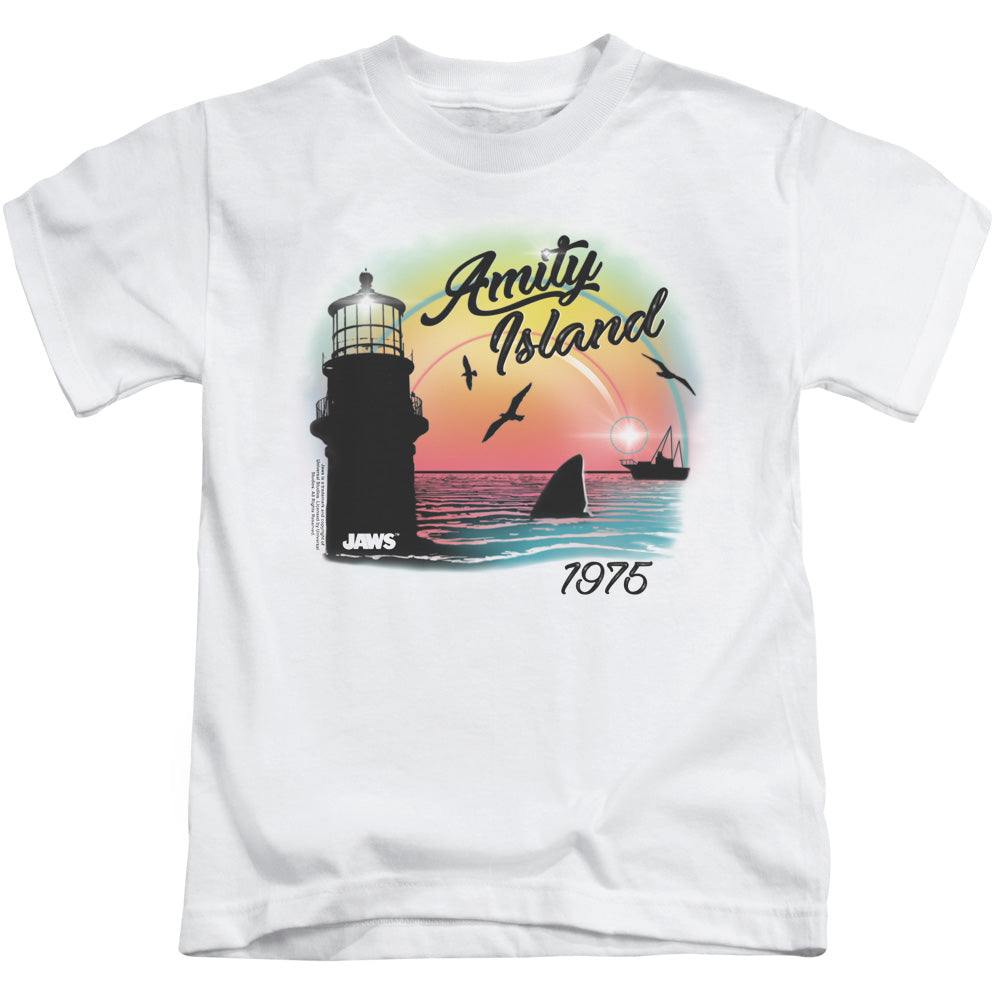 Jaws Amity Island Juvenile Kids Youth T Shirt White