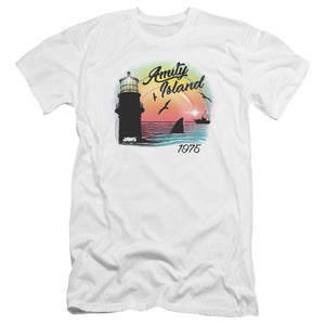 Jaws Amity Island Premium Bella Canvas Slim Fit Mens T Shirt White