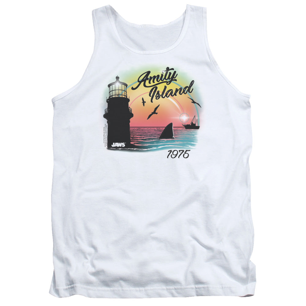 Jaws Amity Island Mens Tank Top Shirt White