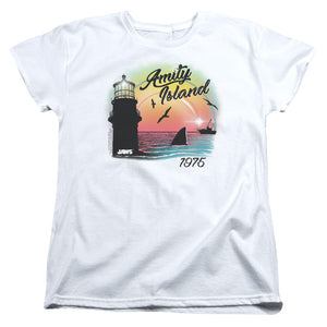 Jaws Amity Island Womens T Shirt White