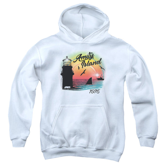 Jaws Amity Island Kids Youth Hoodie White