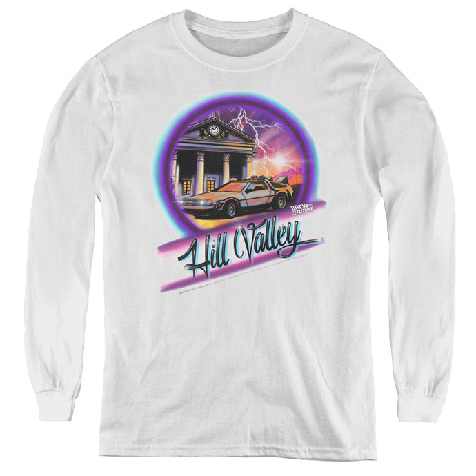 Back To The Future Ride Long Sleeve Kids Youth T Shirt White