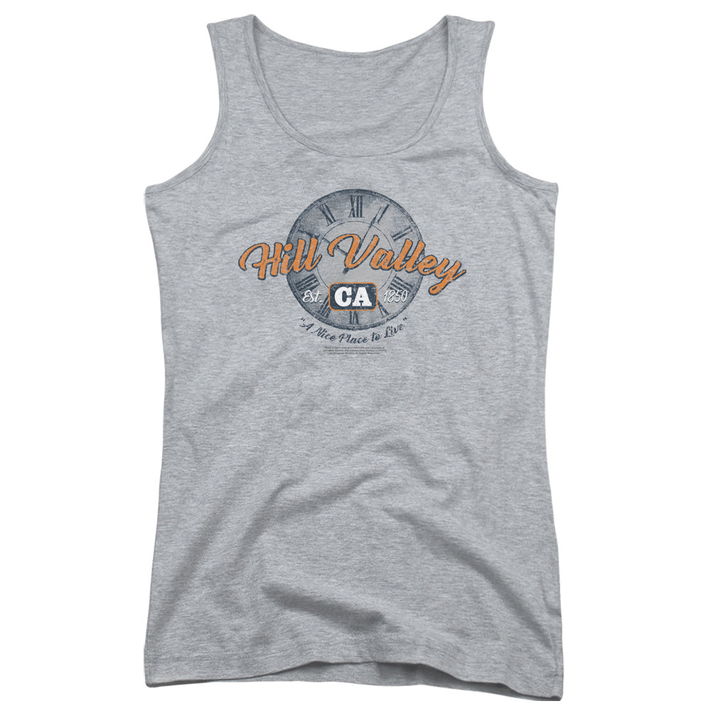 Back To The Future Hill Valley Womens Tank Top Shirt Athletic Heather