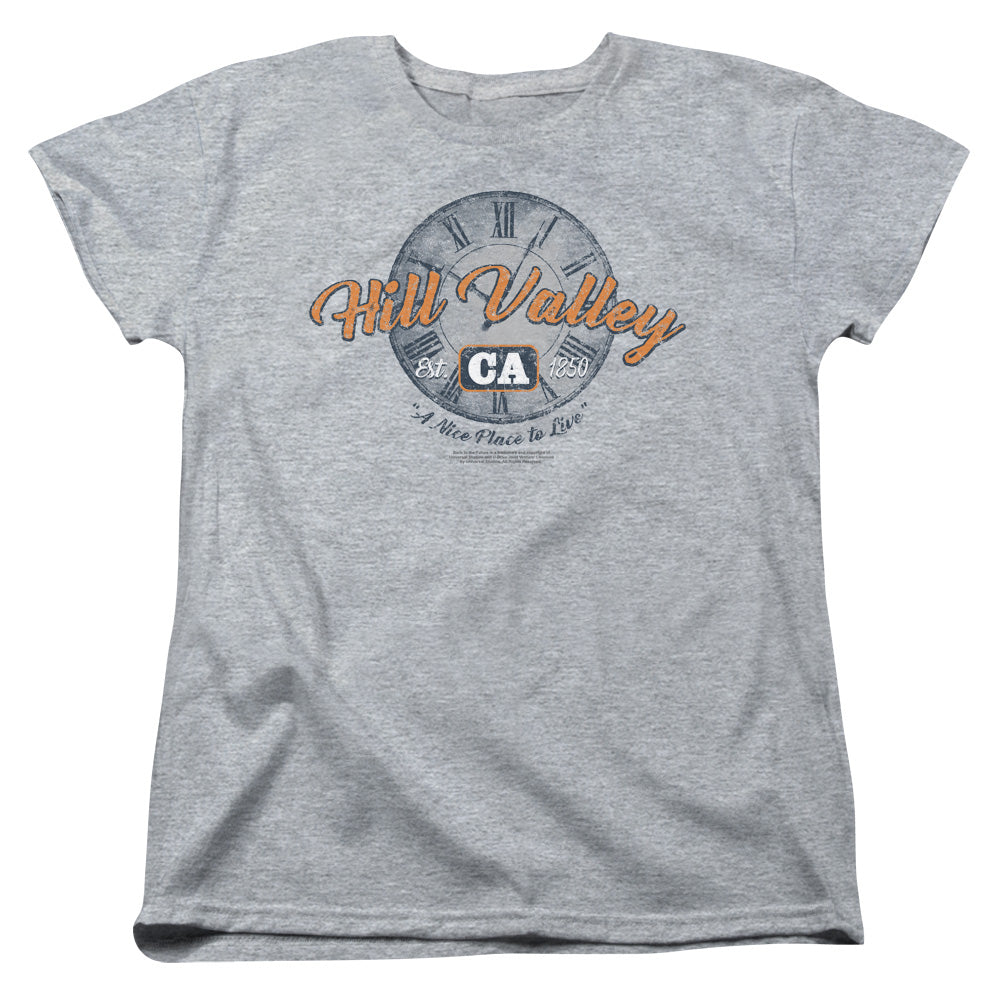 Back To The Future Hill Valley Womens T Shirt Athletic Heather