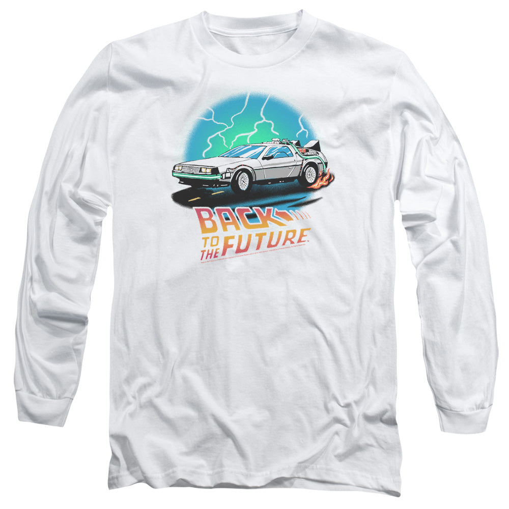 Back To The Future Airbrush Mens Long Sleeve Shirt White