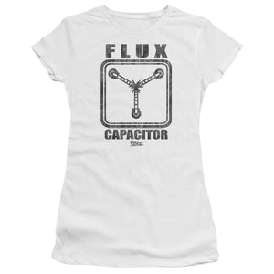 Back To The Future Flux Capacitor Junior Sheer Cap Sleeve Womens T Shirt White
