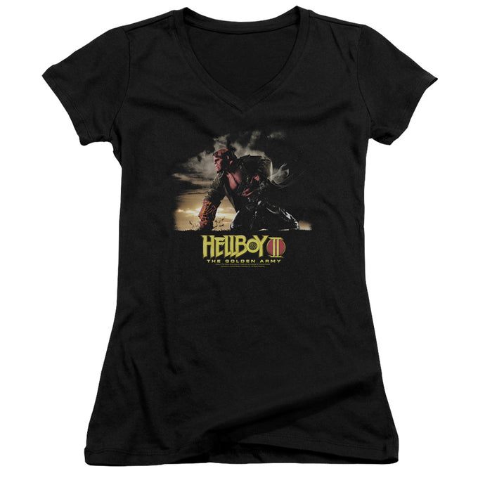 Hellboy II Poster Art Junior Sheer Cap Sleeve V-Neck Womens T Shirt Black
