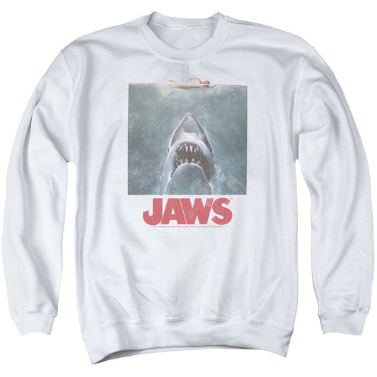 Jaws Distressed Jaws Mens Crewneck Sweatshirt White