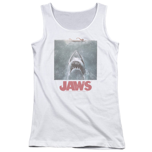 Jaws Distressed Jaws Womens Tank Top Shirt White