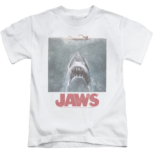 Jaws Distressed Jaws Juvenile Kids Youth T Shirt White