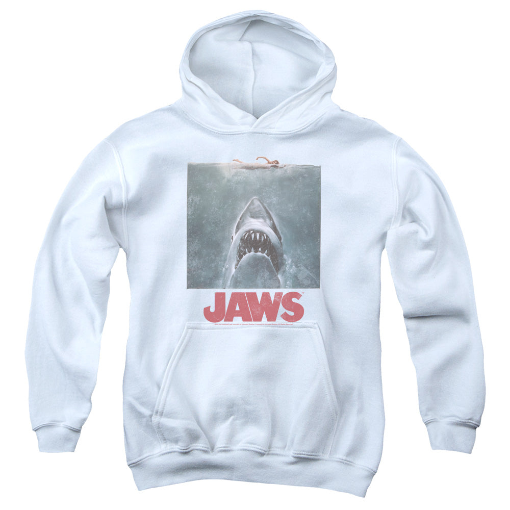 Jaws Distressed Jaws Kids Youth Hoodie White