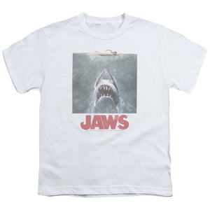 Jaws Distressed Jaws Kids Youth T Shirt White