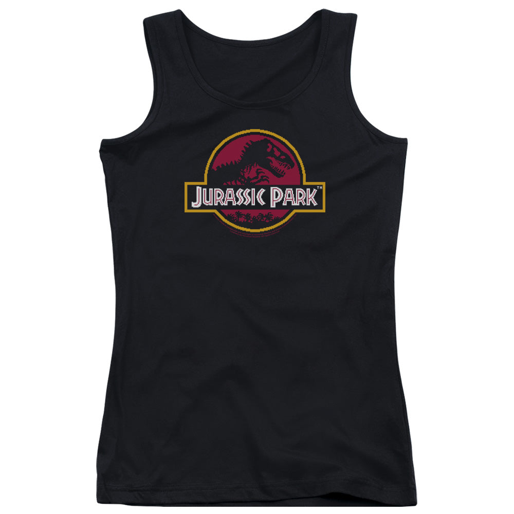 Jurassic Park 8 Bit Logo Womens Tank Top Shirt Black