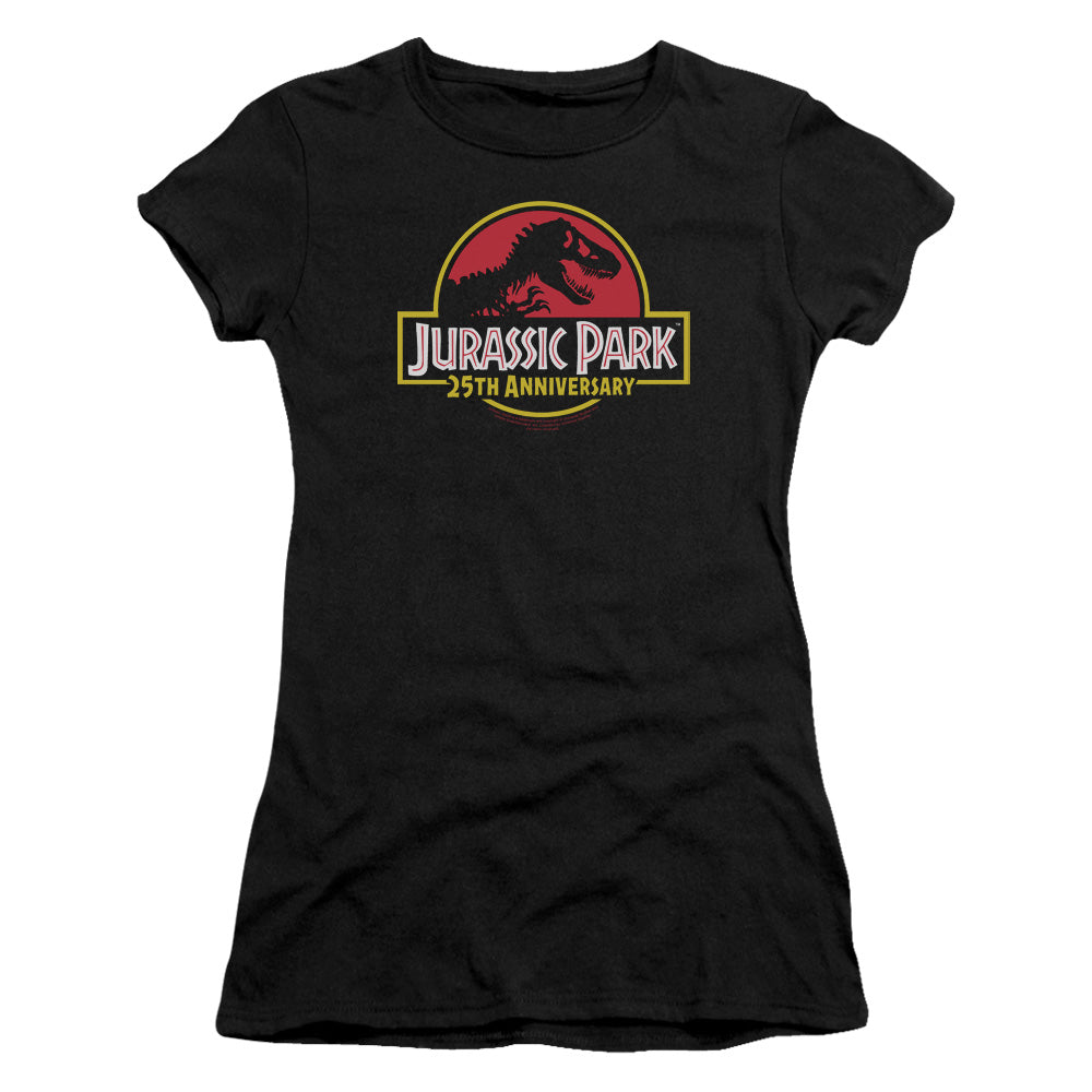 Jurassic Park 25th Anniversary Junior Sheer Cap Sleeve Womens T Shirt Black