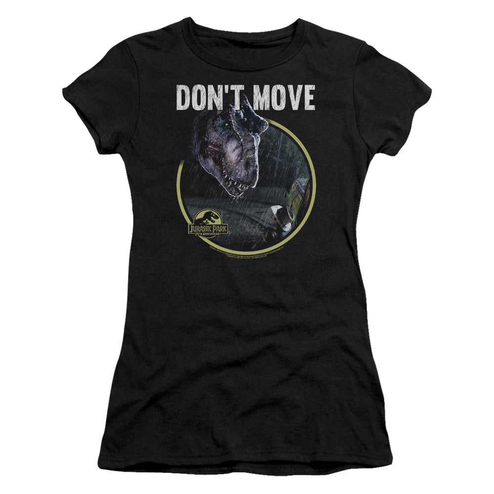 Jurassic Park Dont Move Junior Sheer Cap Sleeve Womens T Shirt Black