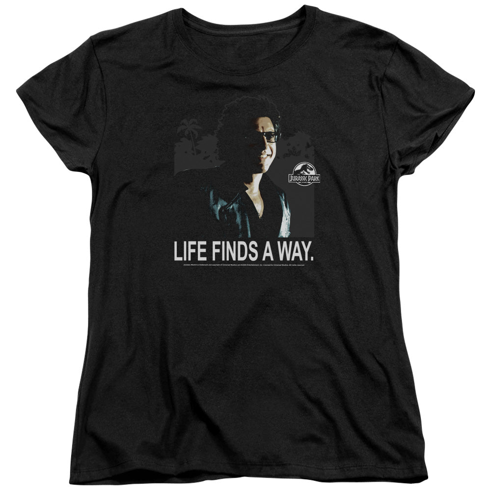 Jurassic Park Life Finds A Way Womens T Shirt Black