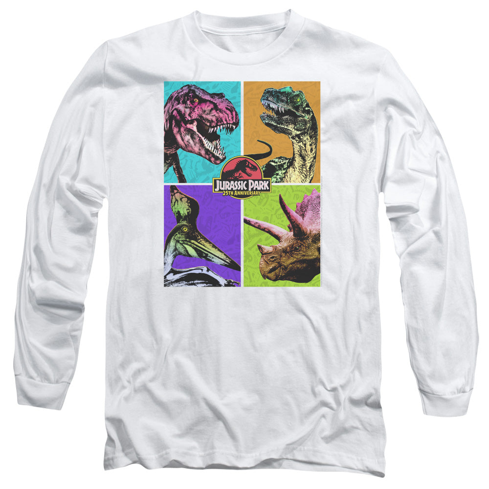 Jurassic Park Prehistoric Block Mens Long Sleeve Shirt White