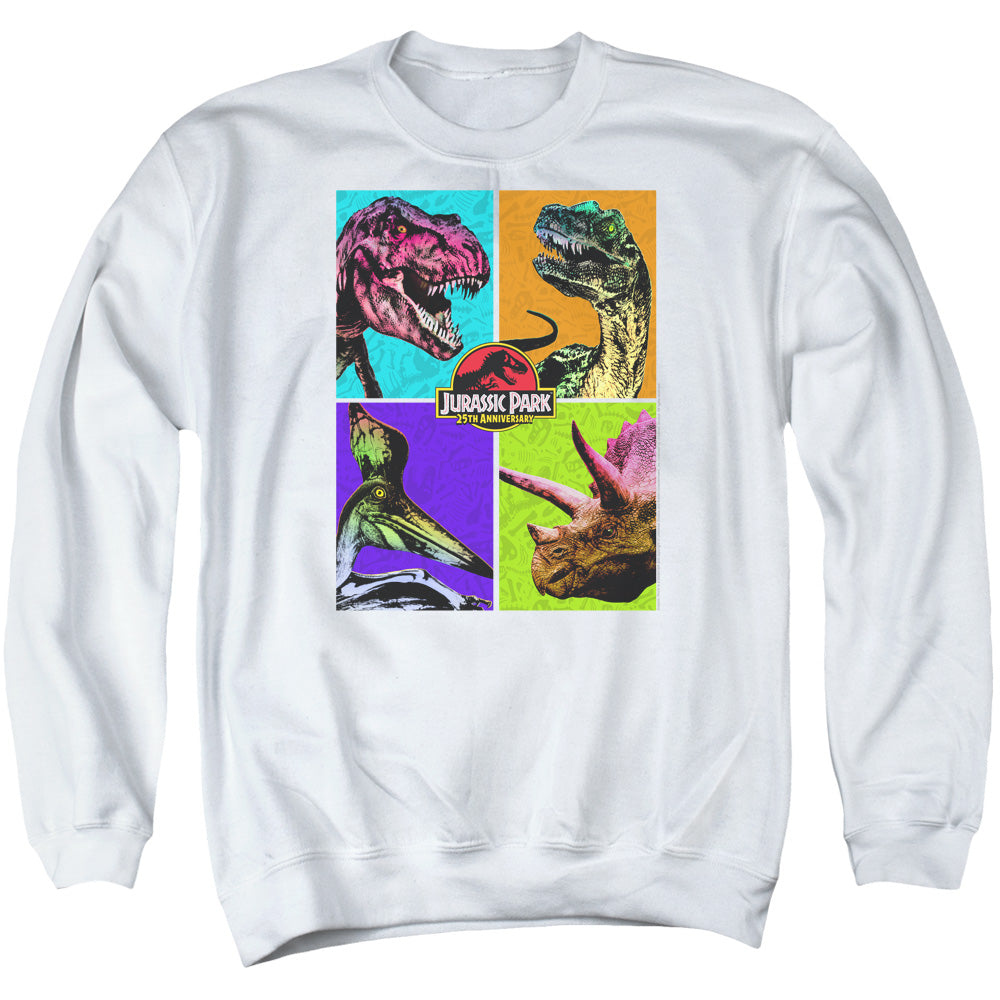 Jurassic Park Prehistoric Block Mens Crewneck Sweatshirt White