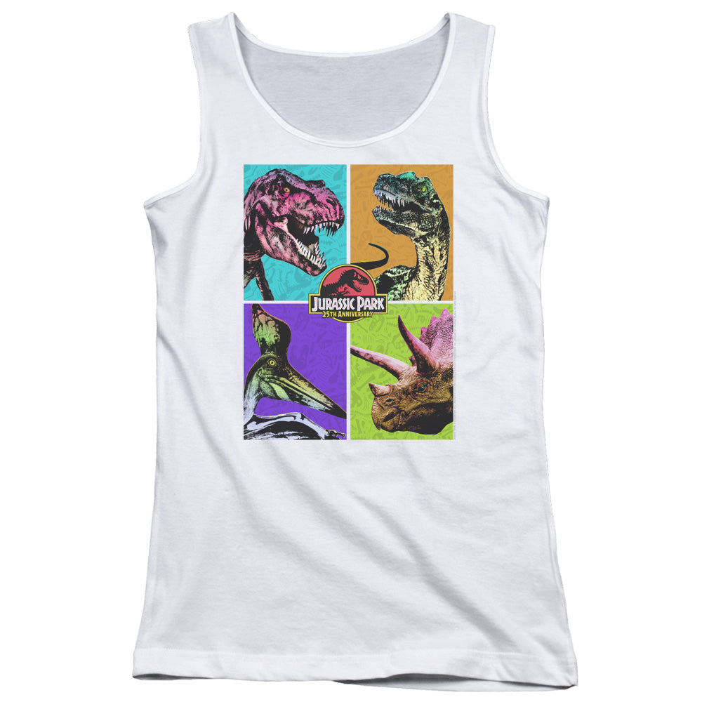 Jurassic Park Prehistoric Block Womens Tank Top Shirt White